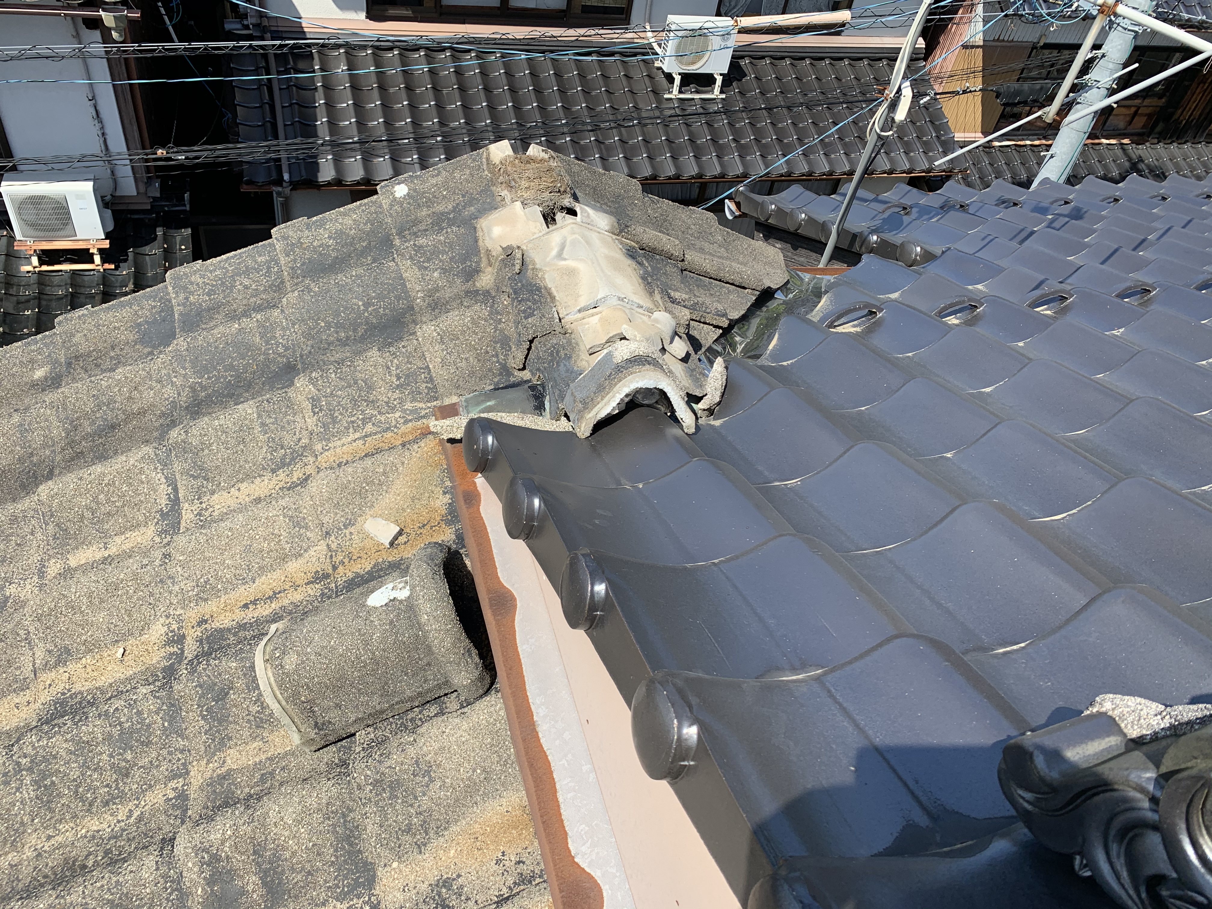 屋根ガルバニューム合板カバー工法施工例